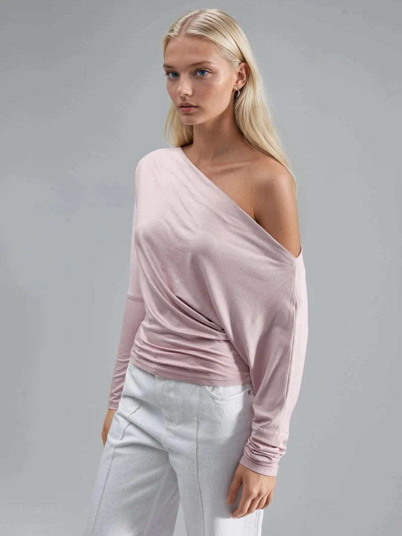 بوسيم BUSEM Boat Neck Drape Blouse